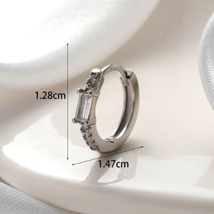 1 Piece Simple Series Copper Silver Color Material Zircon Women's Hoop Earrings h5 